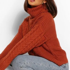 Half zipper turtleneck knitted sweater